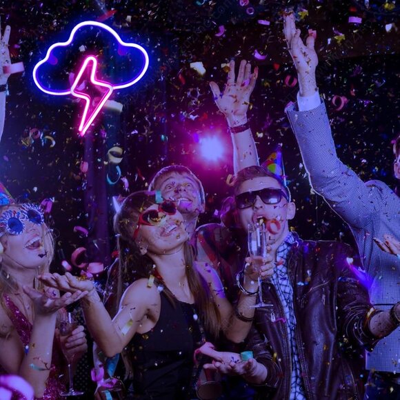 Cloud and Lightning Neon Signs USB Battery LED Wall Decor for Kids Room Party - Picture 7 of 8